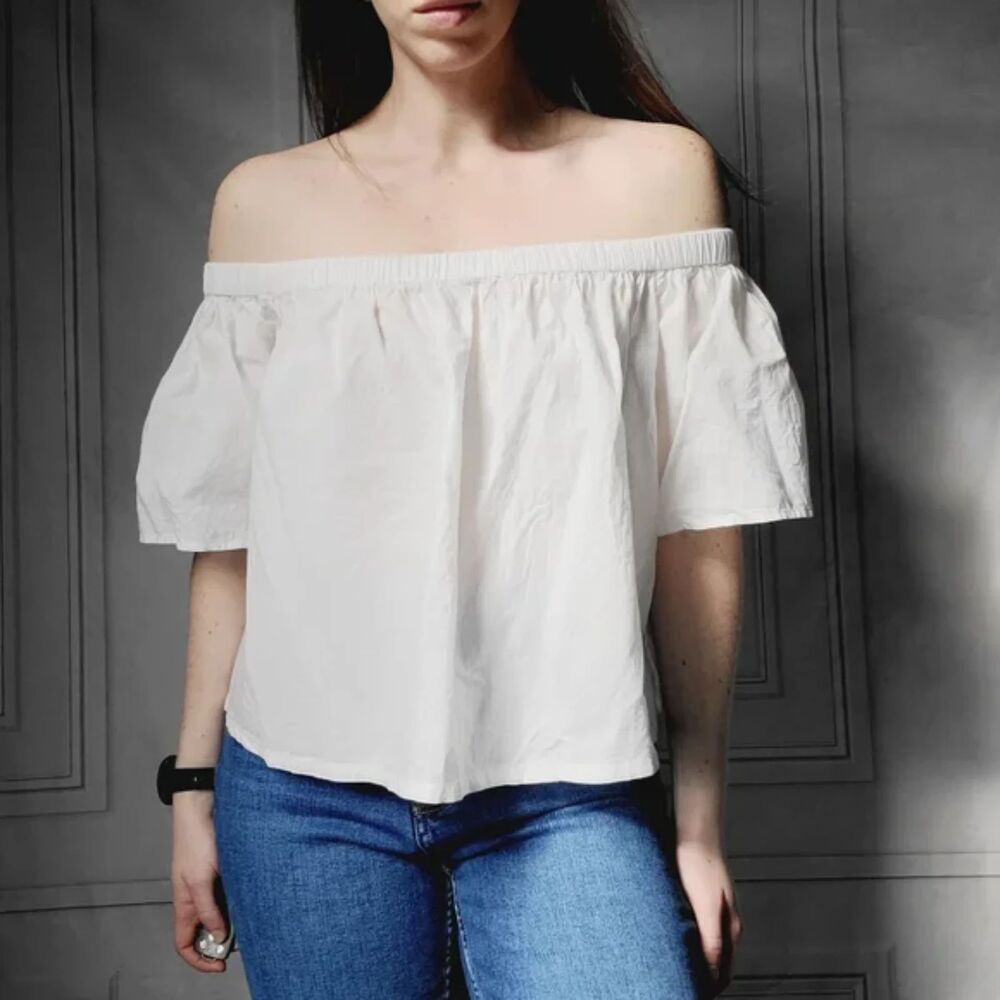 Highline White Off the Shoulder Tie Back Blouse